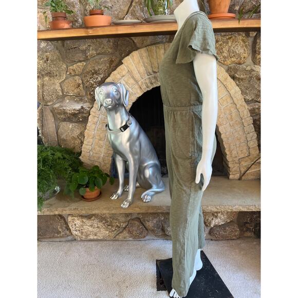 UpWest Short Sleeve V-Neck Green Cotton Jumpsuit with Pockets Size XS - Picture 2 of 8